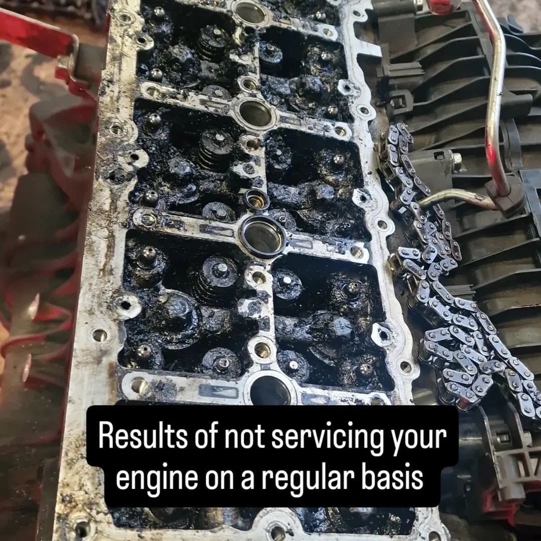 Carbon build-up inside a neglected cylinder head